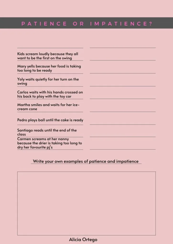 patience worksheet