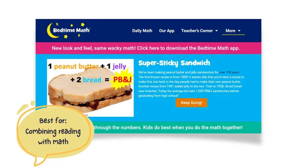 Bedtime Math. For combining reading with math