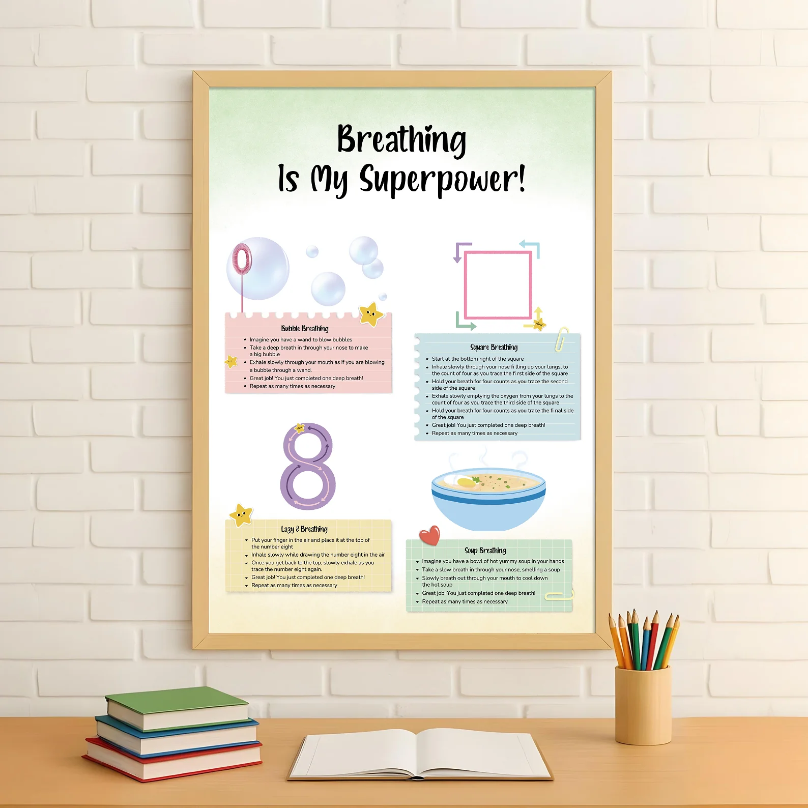 Printable Calming Poster ‘Breathing Is My Superpower’
