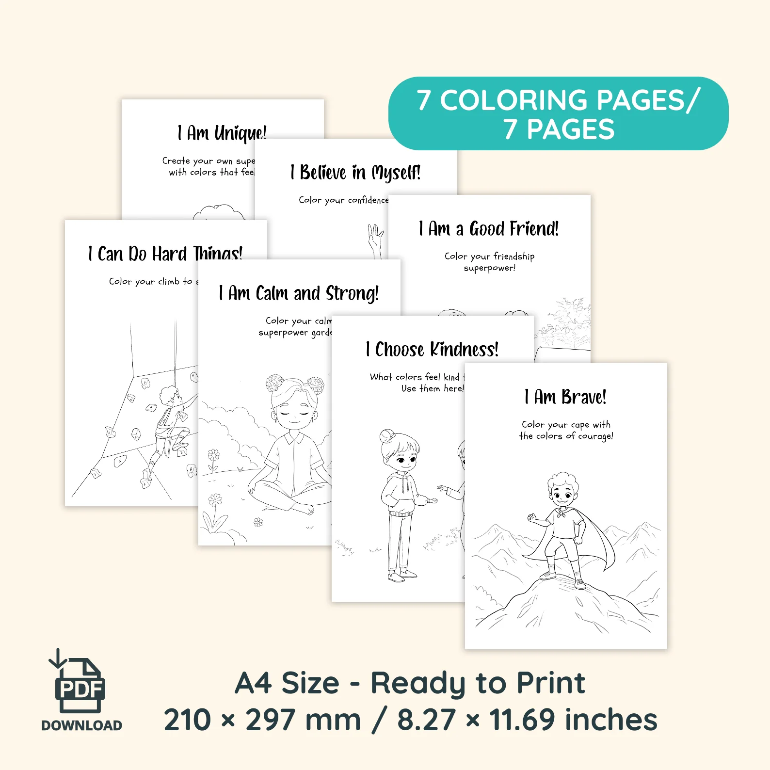 Positive Affirmation Coloring Pages for Kids