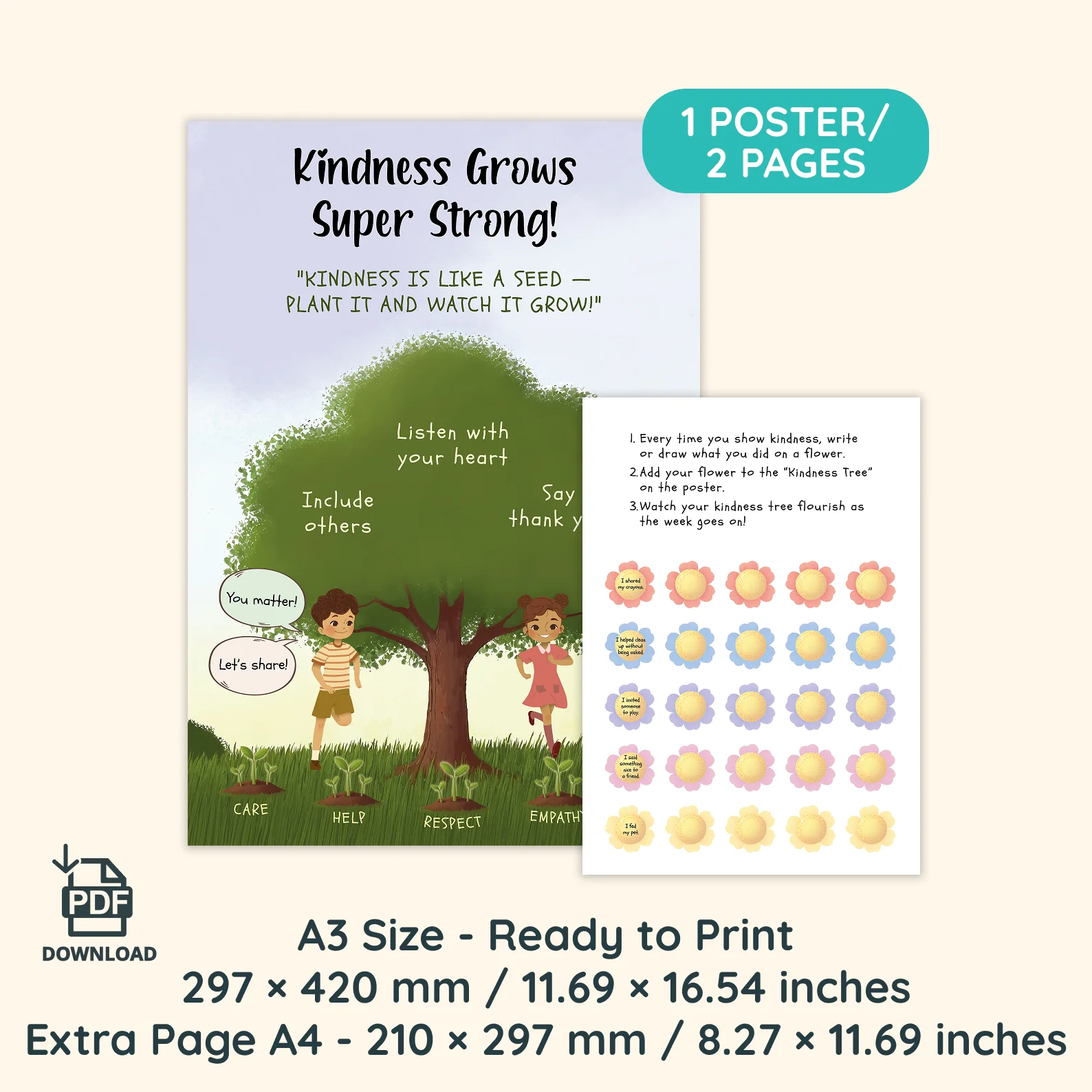 Kindness Grows Super Strong Poster
